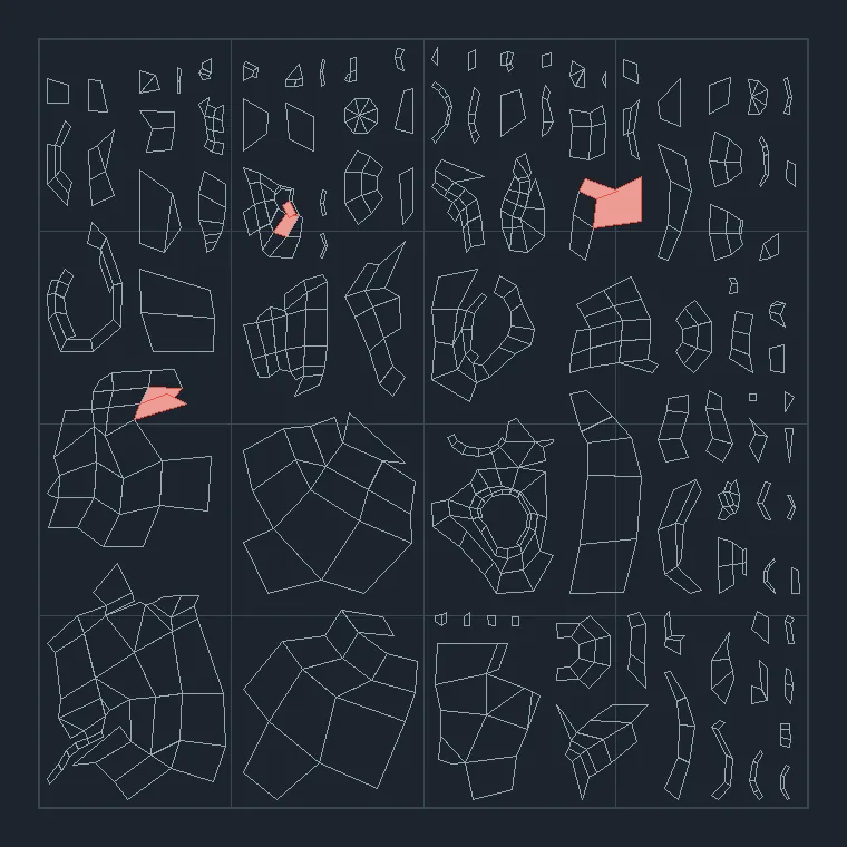 UV layout with the overlapping faces highlighted